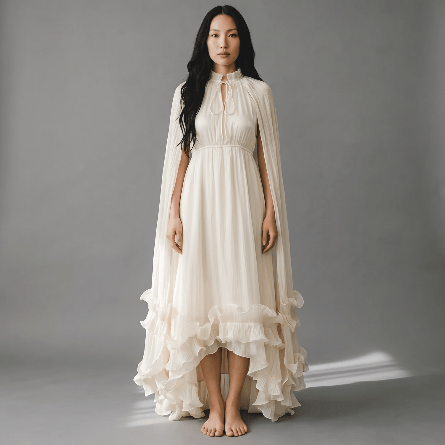 "Maison Blanche" – Maxikleid mit Volants - Maxikleid - The Femme Club
