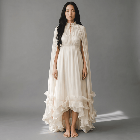 "Maison Blanche" – Maxikleid mit Volants - Maxikleid - The Femme Club