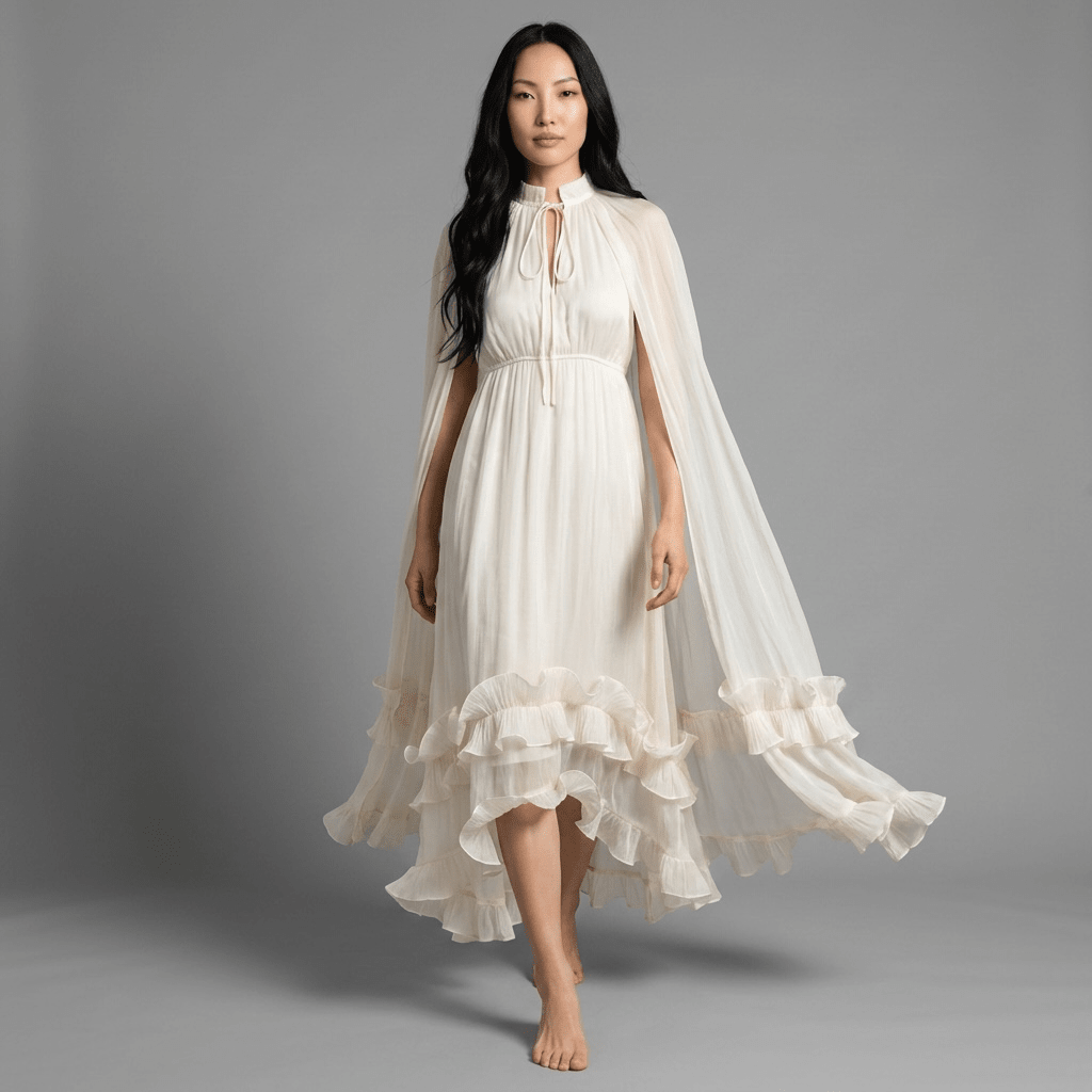 "Maison Blanche" – Maxikleid mit Volants - Maxikleid - The Femme Club