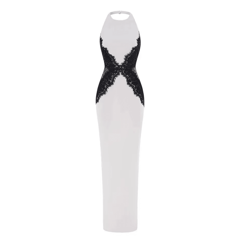 "Maison Noire" – Kontrast-Maxikleid - Maxikleid - The Femme Club