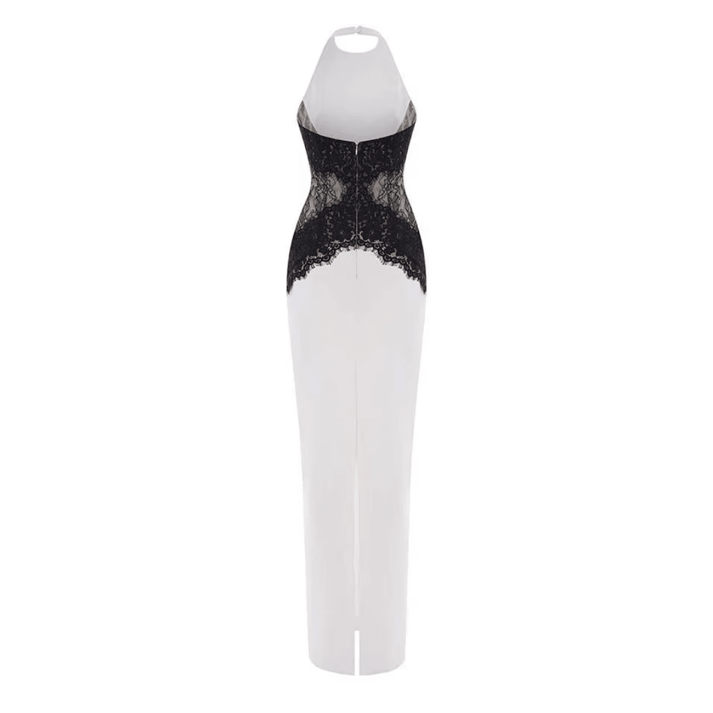"Maison Noire" – Kontrast-Maxikleid - Maxikleid - The Femme Club