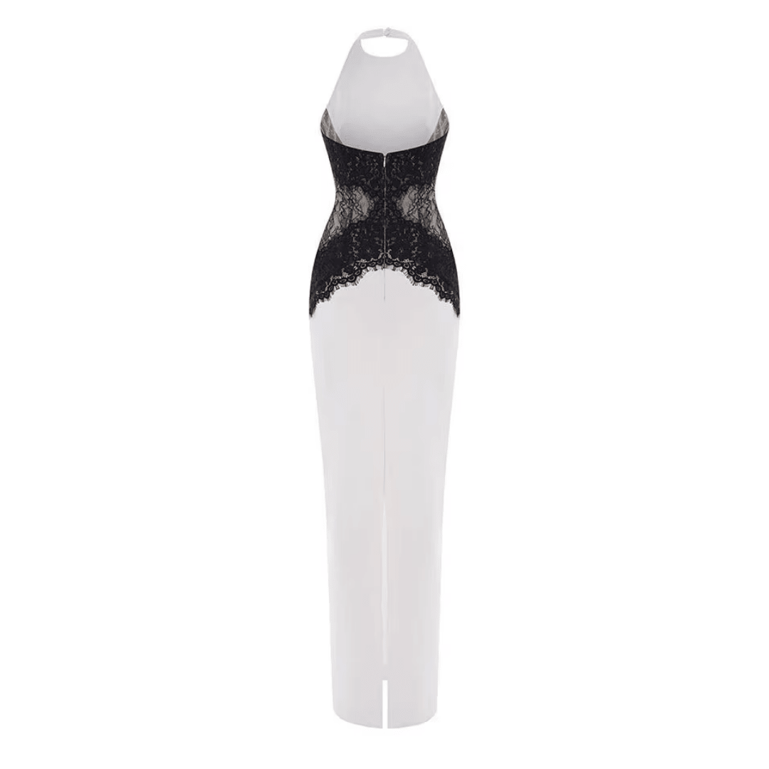 "Maison Noire" – Kontrast-Maxikleid - Maxikleid - The Femme Club