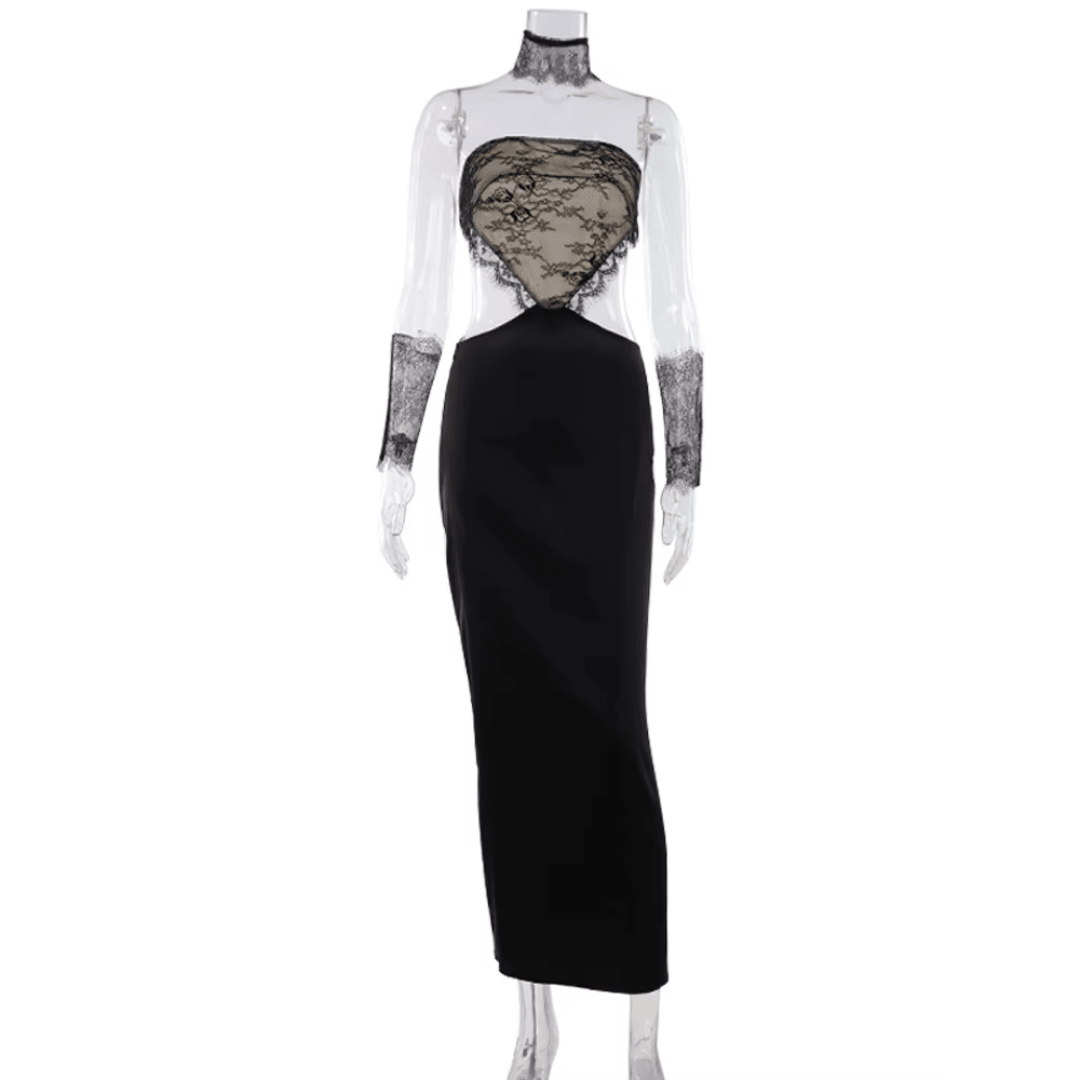 "Midnight Muse" Spitzen - Maxikleid - Maxikleid - The Femme Club