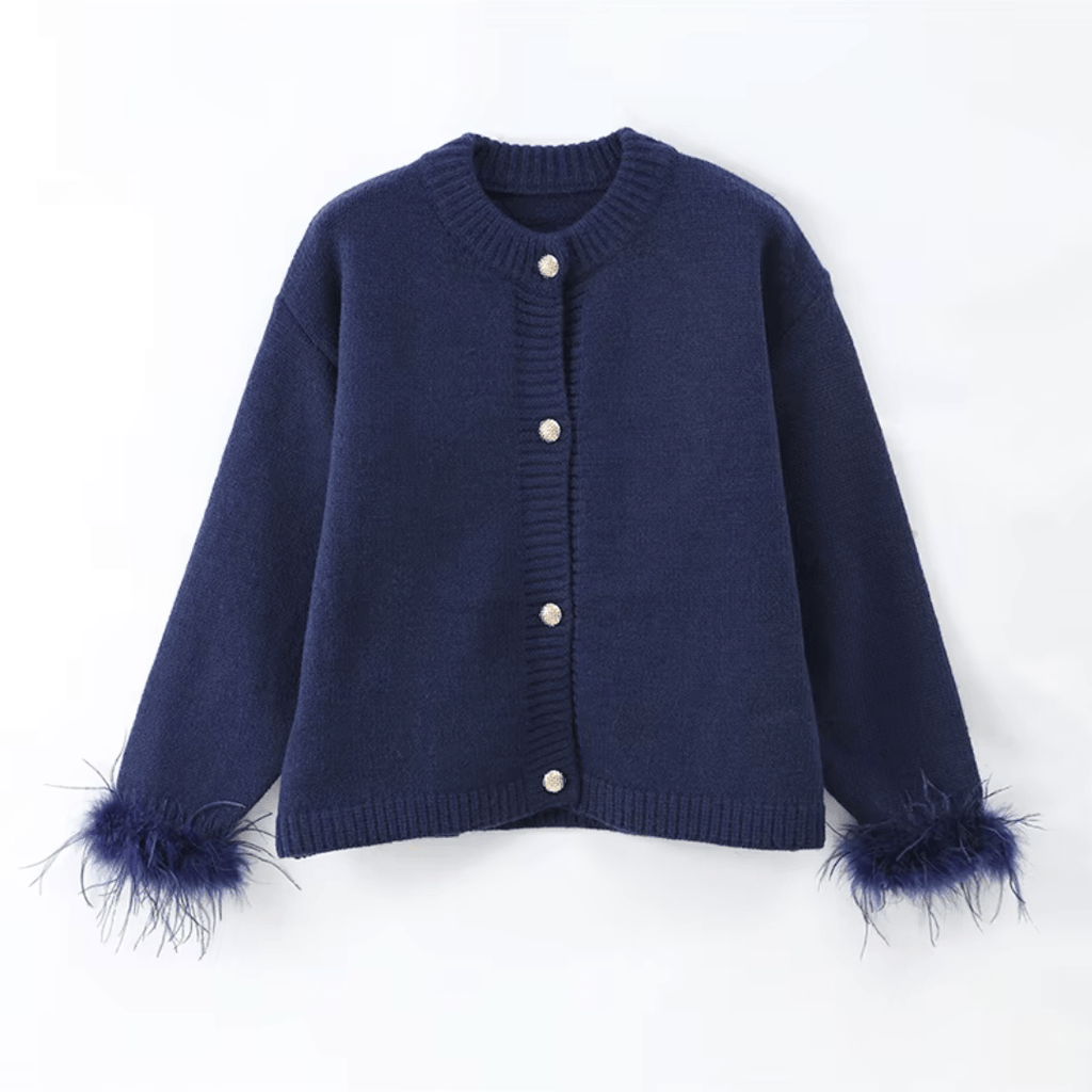 "Mocha Muse" Feather Cardigan - Cardigan - The Femme Club