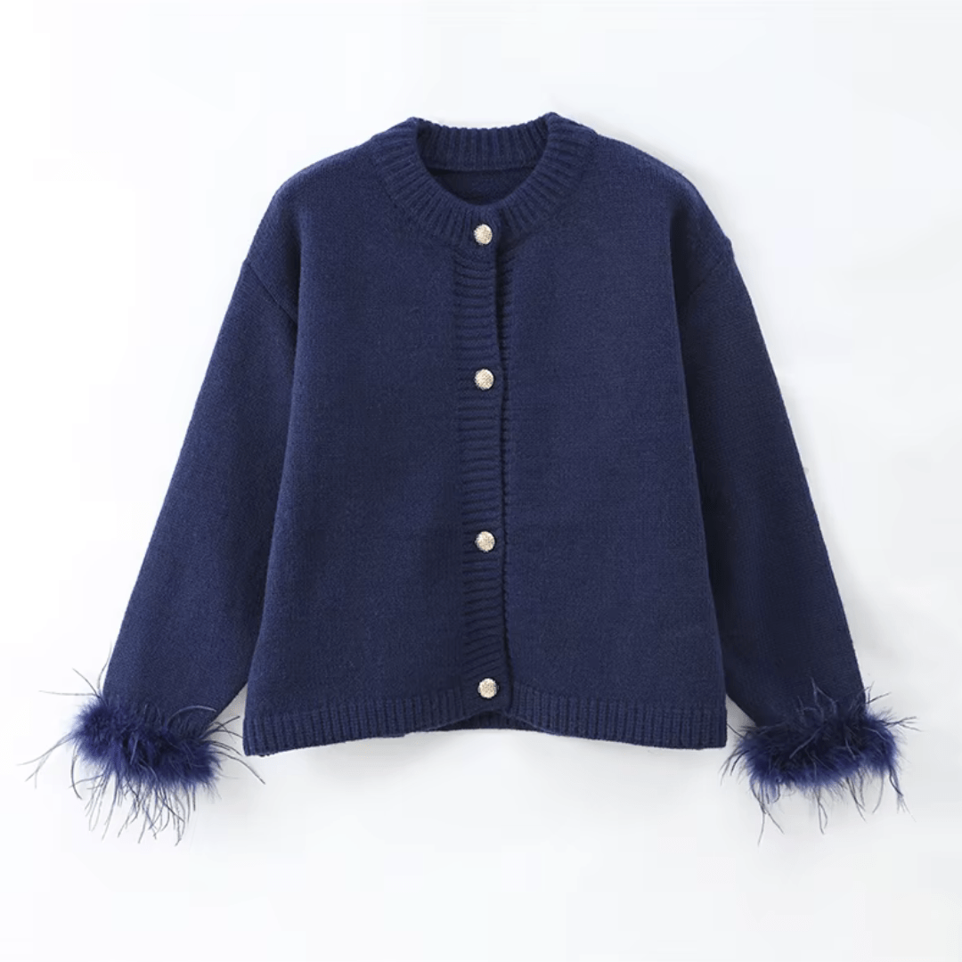 "Mocha Muse" Feather Cardigan - Cardigan - The Femme Club