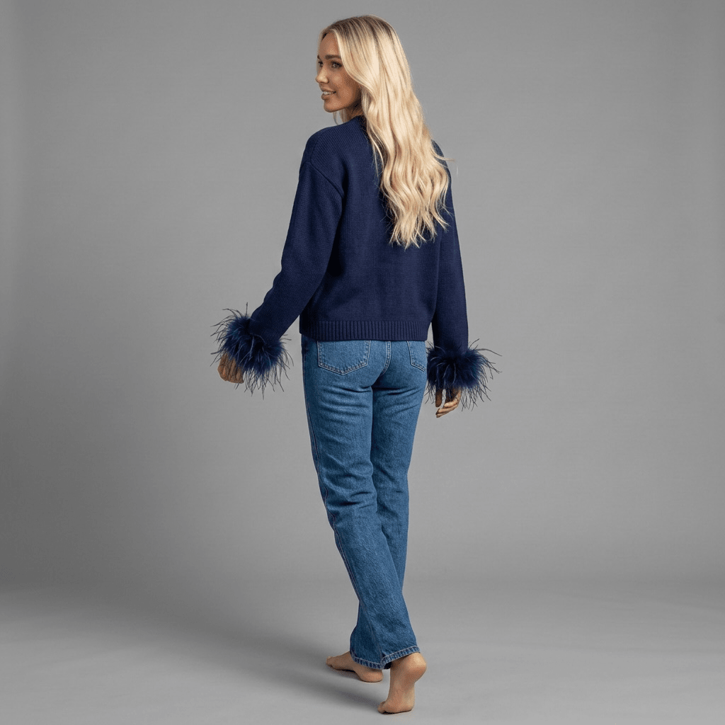 "Mocha Muse" Feather Cardigan - Cardigan - The Femme Club