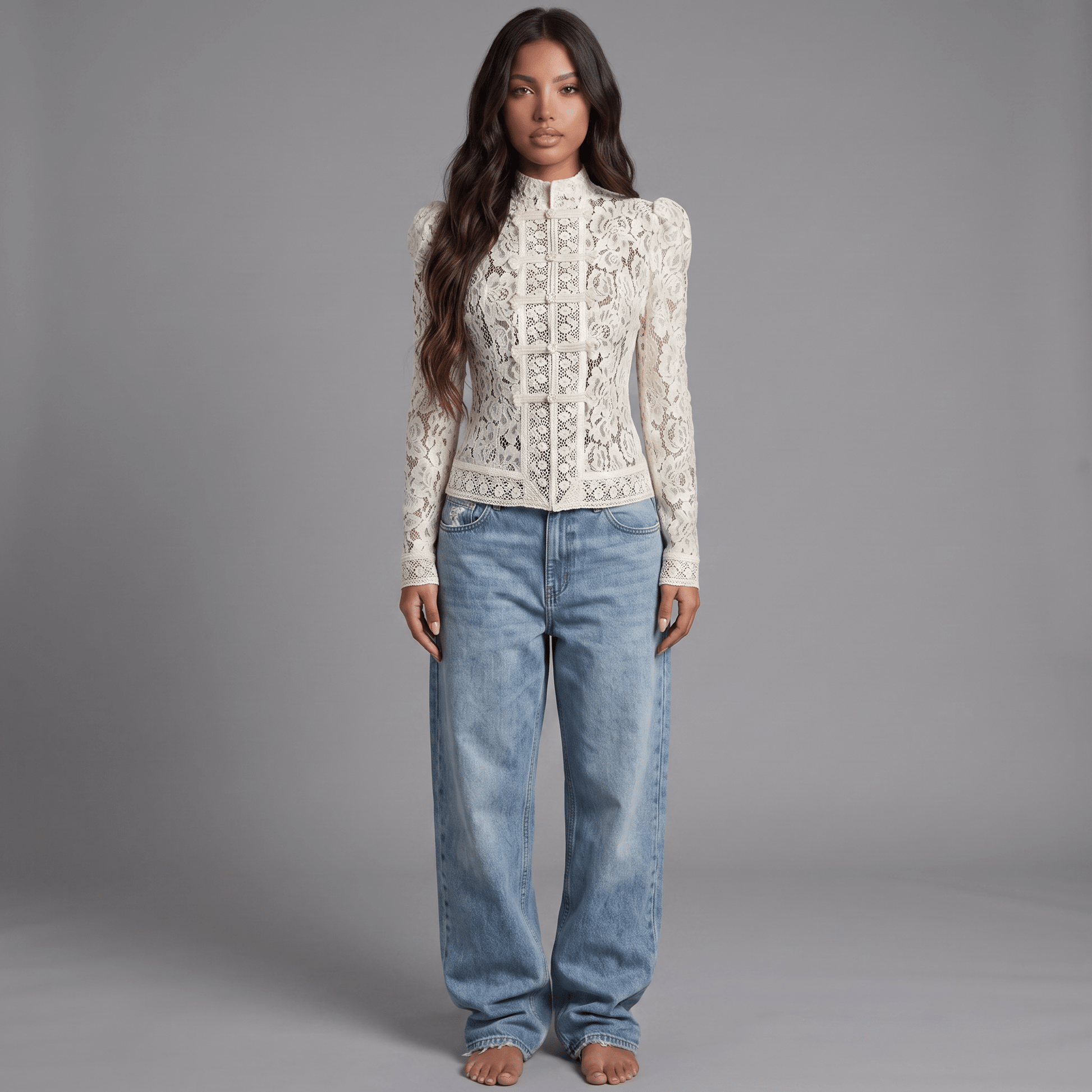 "Nocturnal Bloom" Lace Top - Spitzenbluse - The Femme Club