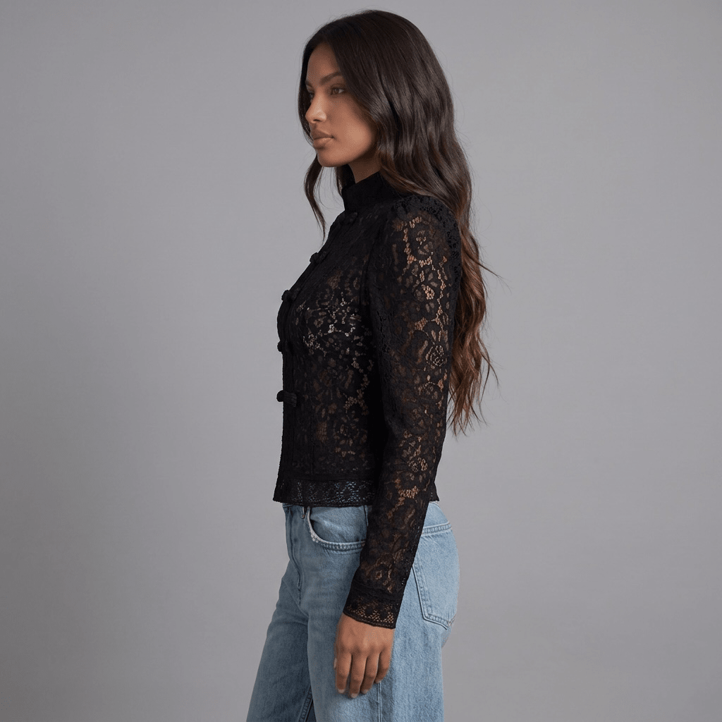 "Nocturnal Bloom" Lace Top - Spitzenbluse - The Femme Club