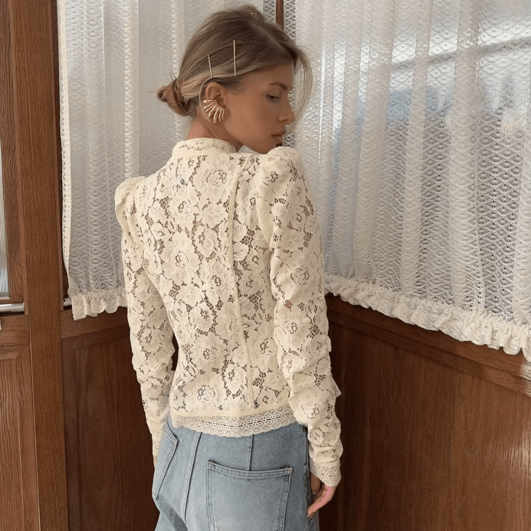 "Nocturnal Bloom" Lace Top - Spitzenbluse - The Femme Club