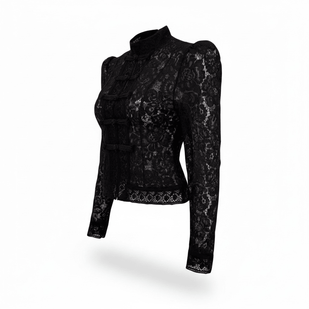 "Nocturnal Bloom" Lace Top - Spitzenbluse - The Femme Club