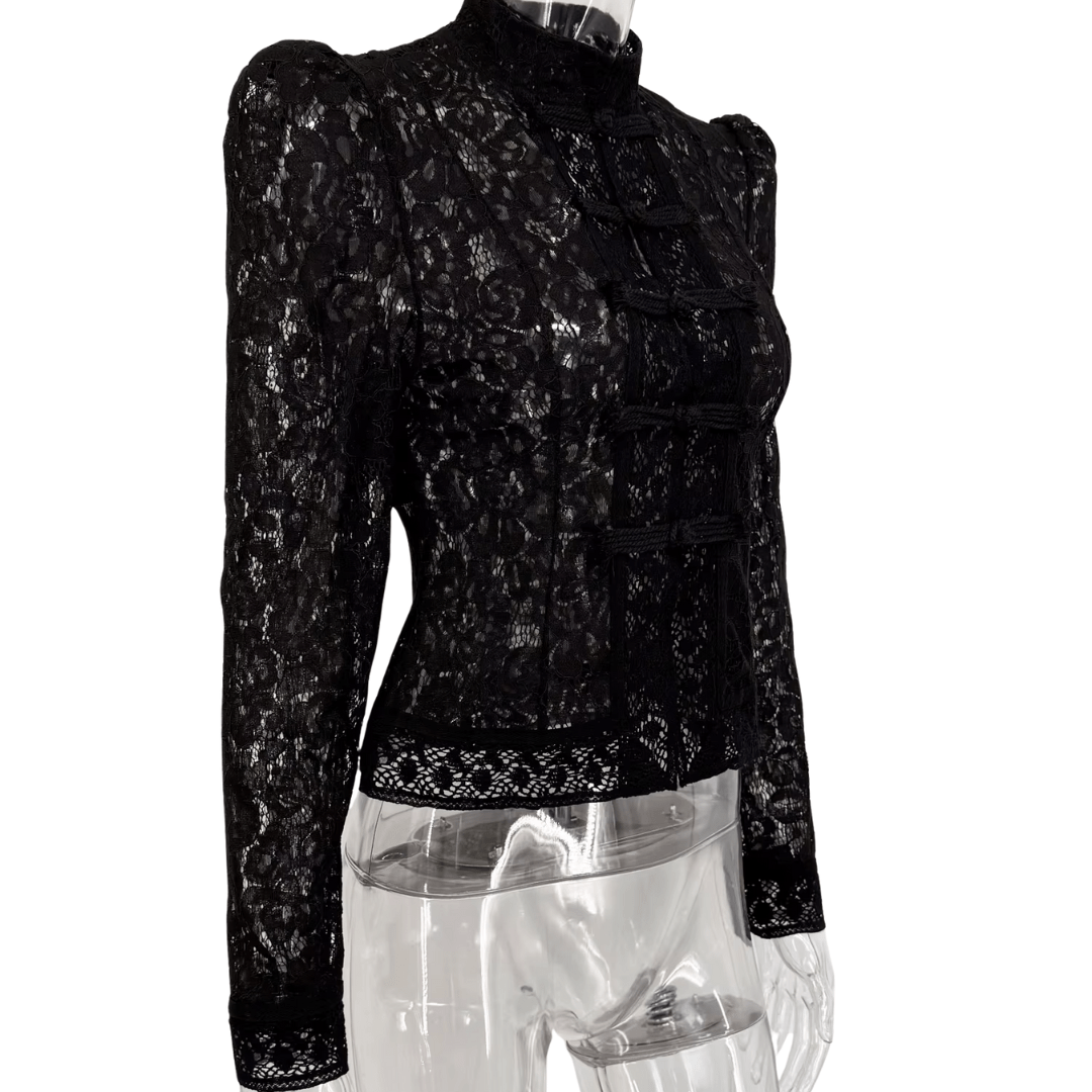 "Nocturnal Bloom" Lace Top - Spitzenbluse - The Femme Club