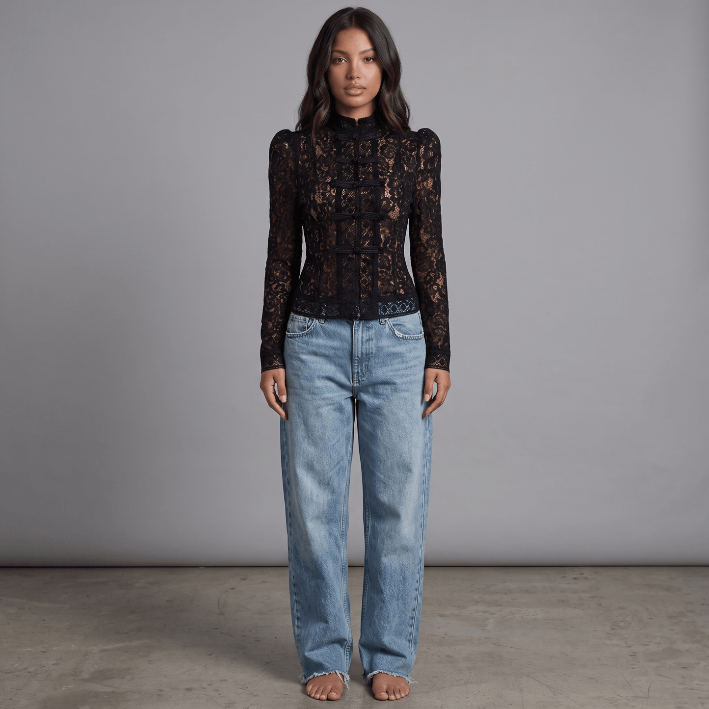 "Nocturnal Bloom" Lace Top - Spitzenbluse - The Femme Club