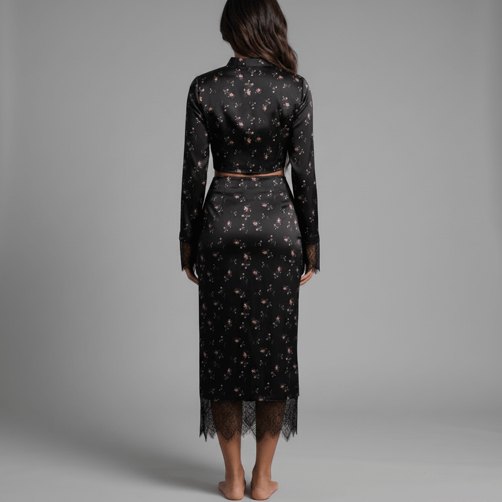 "Noir Bloom" Spitzen-Set - Maxirock Set Damen - The Femme Club