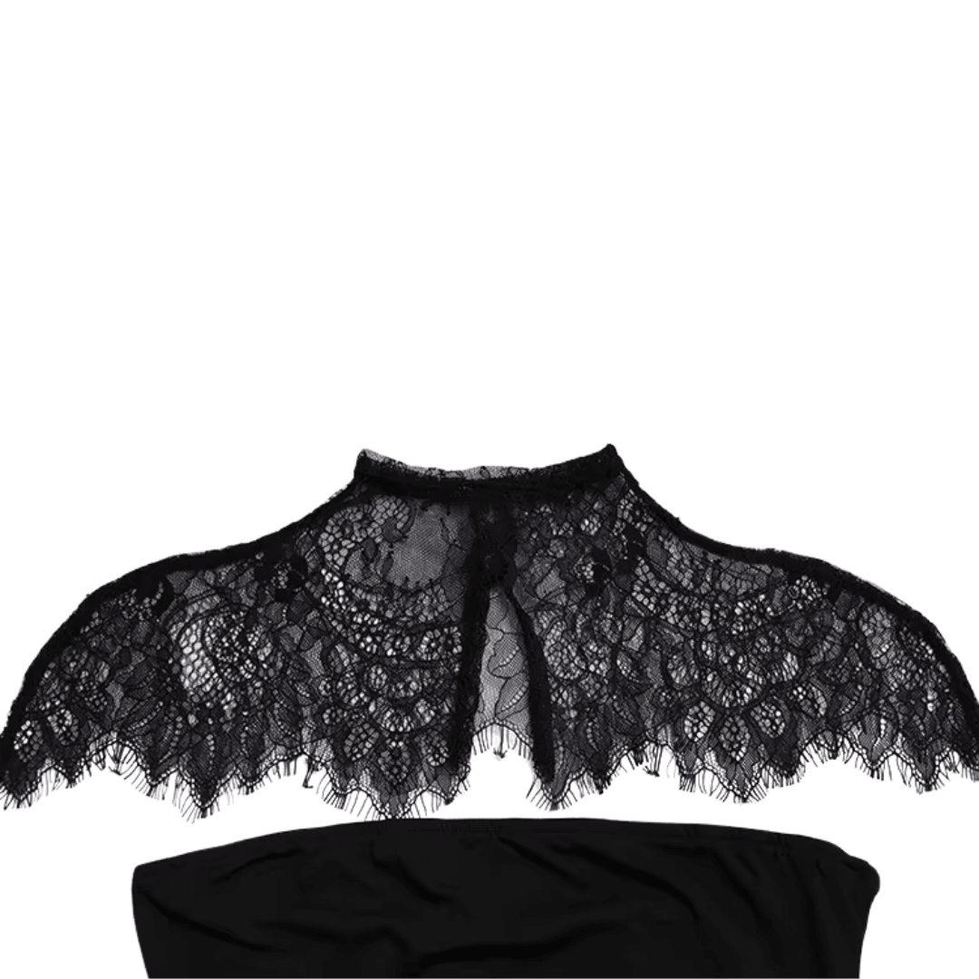"Noir Élan" Spitzenkleid - Spitzenkleid - The Femme Club