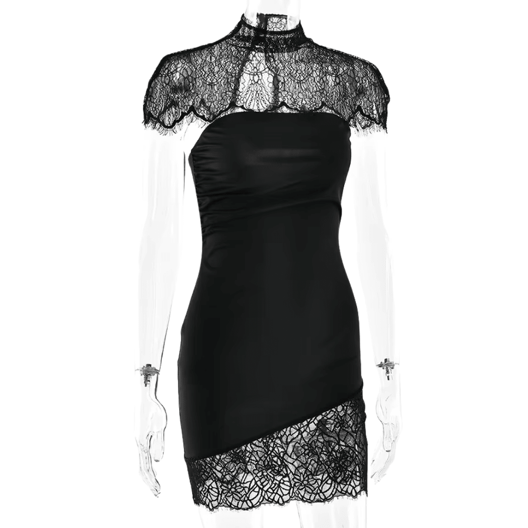 "Noir Élan" Spitzenkleid - Spitzenkleid - The Femme Club