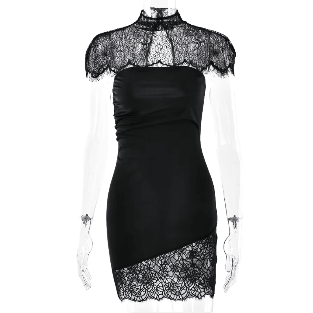 "Noir Élan" Spitzenkleid - Spitzenkleid - The Femme Club