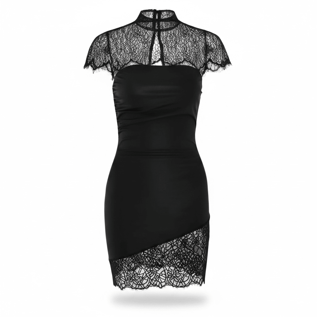 "Noir Élan" Spitzenkleid - Spitzenkleid - The Femme Club