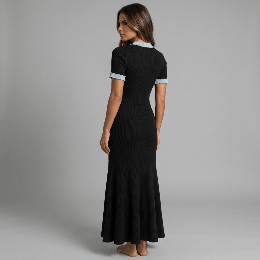 "Noir Riviera" Elegance Kleid - Midikleid Damen elegant - The Femme Club