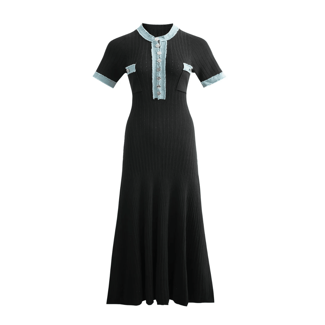 "Noir Riviera" Elegance Kleid - Midikleid Damen elegant - The Femme Club