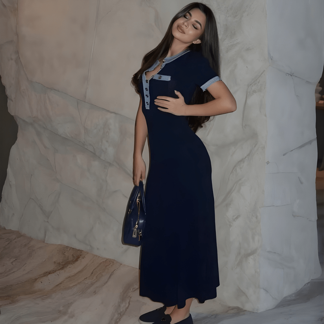 "Noir Riviera" Elegance Kleid - Midikleid Damen elegant - The Femme Club