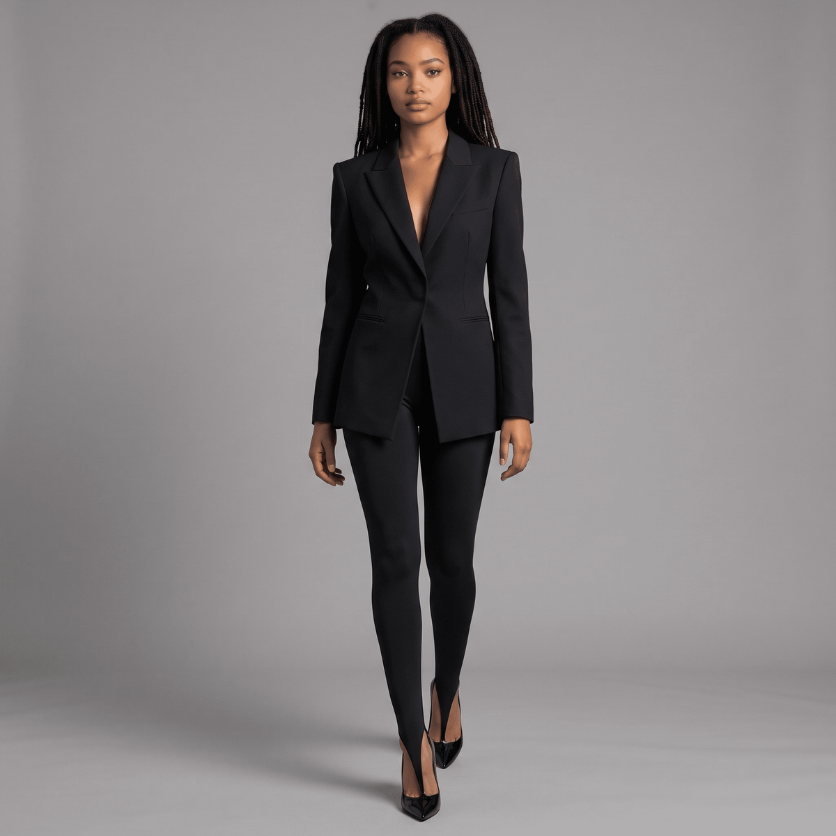 „Noiré Point“ – Schwarze Leggings mit Fußsteg - Leggings mit Fußsteg - The Femme Club