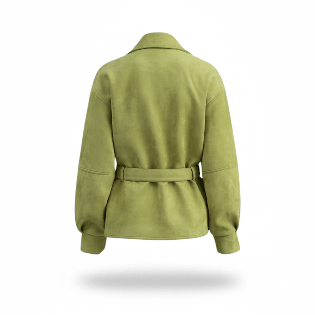 „Olive Affair“ Olivgrüne Kurzjacke mit Bindegürtel - Damenjacke - The Femme Club