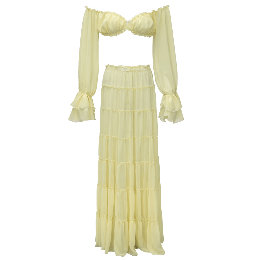 "Riviera" Maxi Set - 2-teiliges Off-Shoulder Maxi Set - The Femme Club