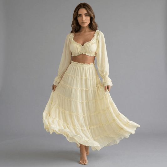 "Riviera" Maxi Set - 2-teiliges Off-Shoulder Maxi Set - The Femme Club