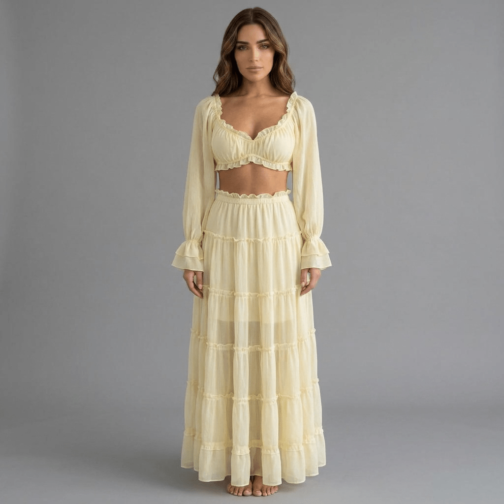 "Riviera" Maxi Set - 2-teiliges Off-Shoulder Maxi Set - The Femme Club