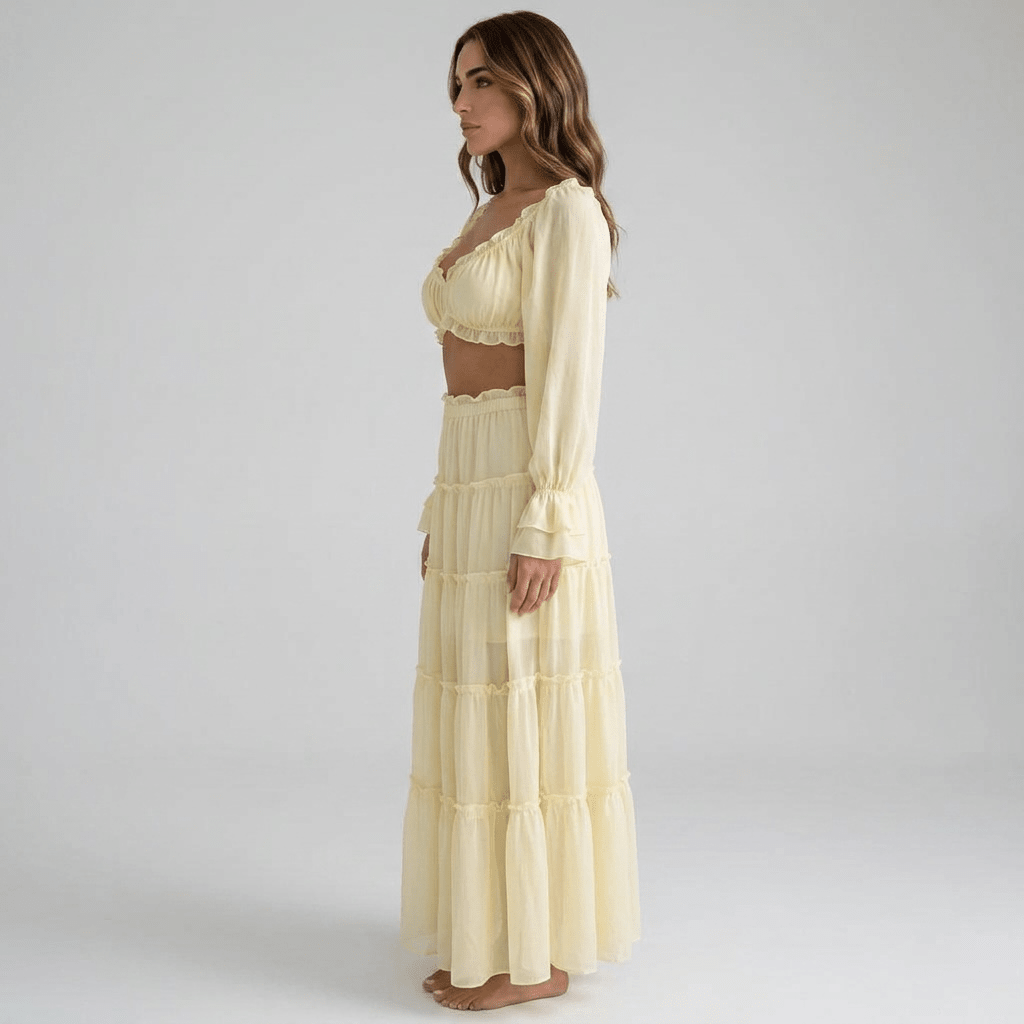"Riviera" Maxi Set - 2-teiliges Off-Shoulder Maxi Set - The Femme Club