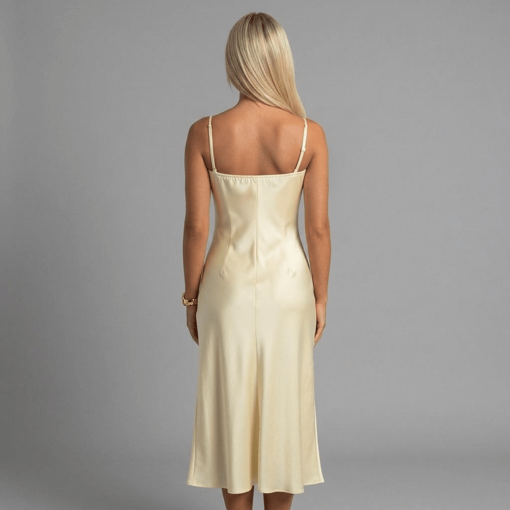 "Satin Soleil" Spitzenkleid - Satin Maxikleid - The Femme Club