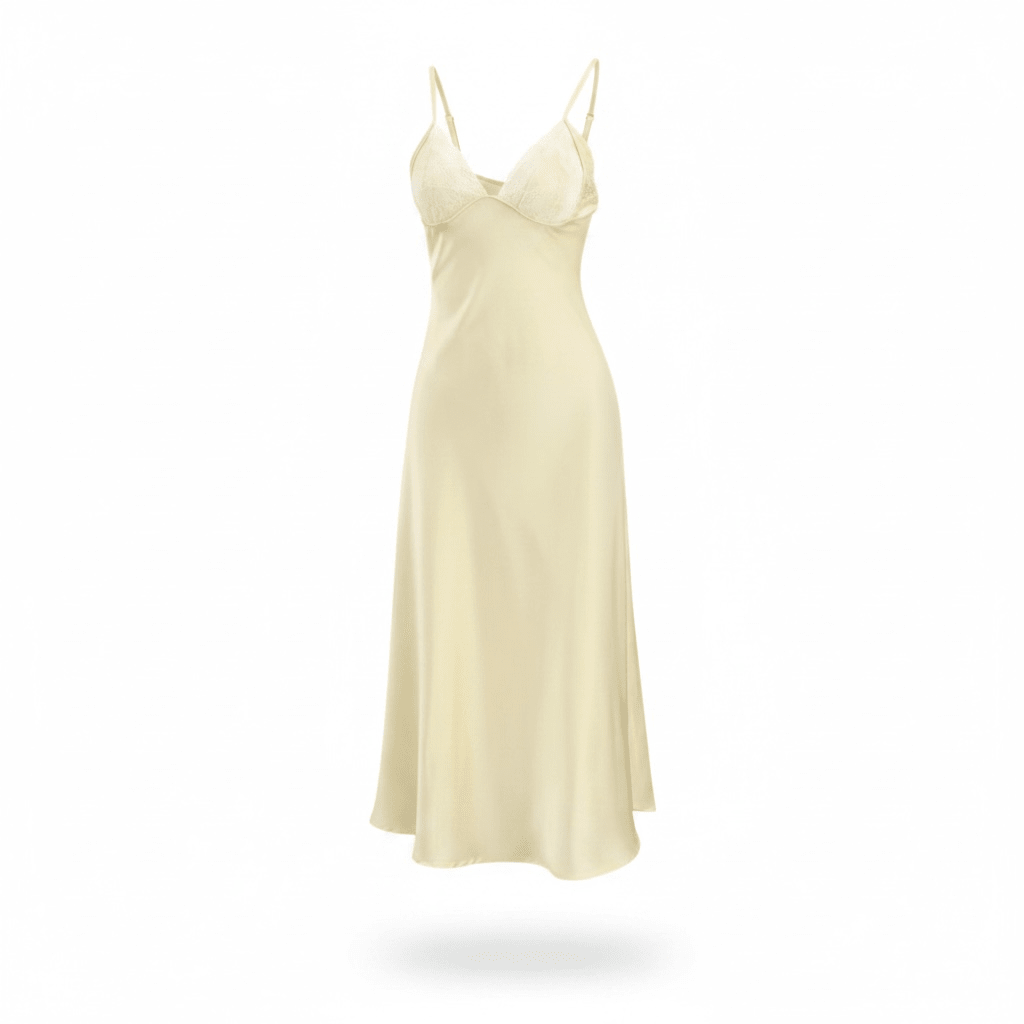 "Satin Soleil" Spitzenkleid - Satin Maxikleid - The Femme Club