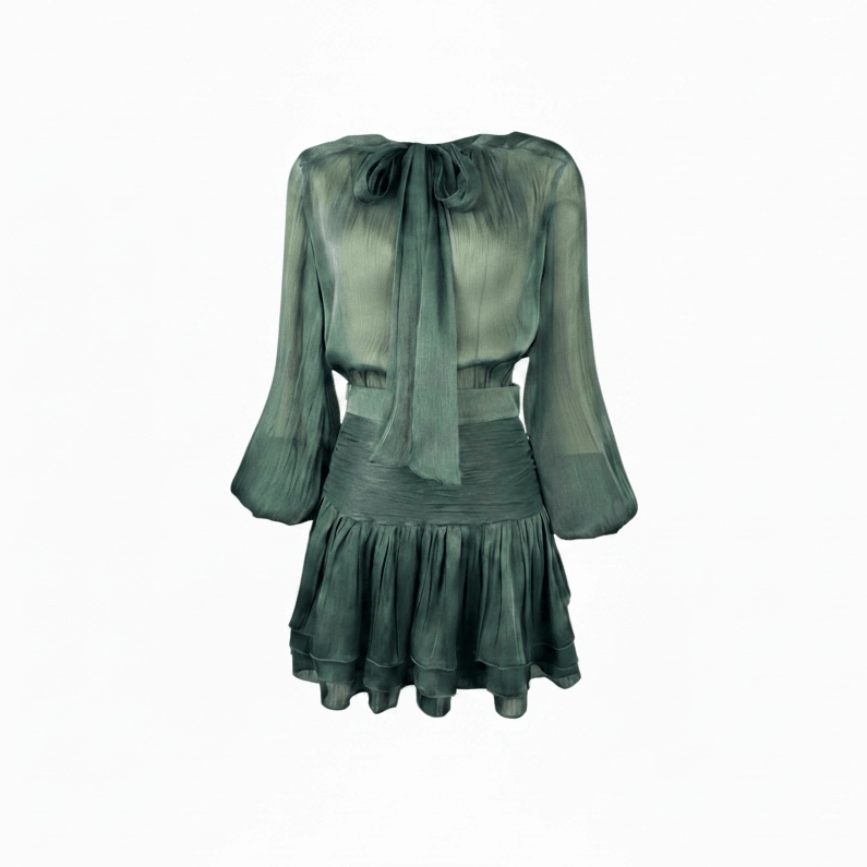 Seraphina Silk Glow Dress - Minikleid mit Schleife - The Femme Club