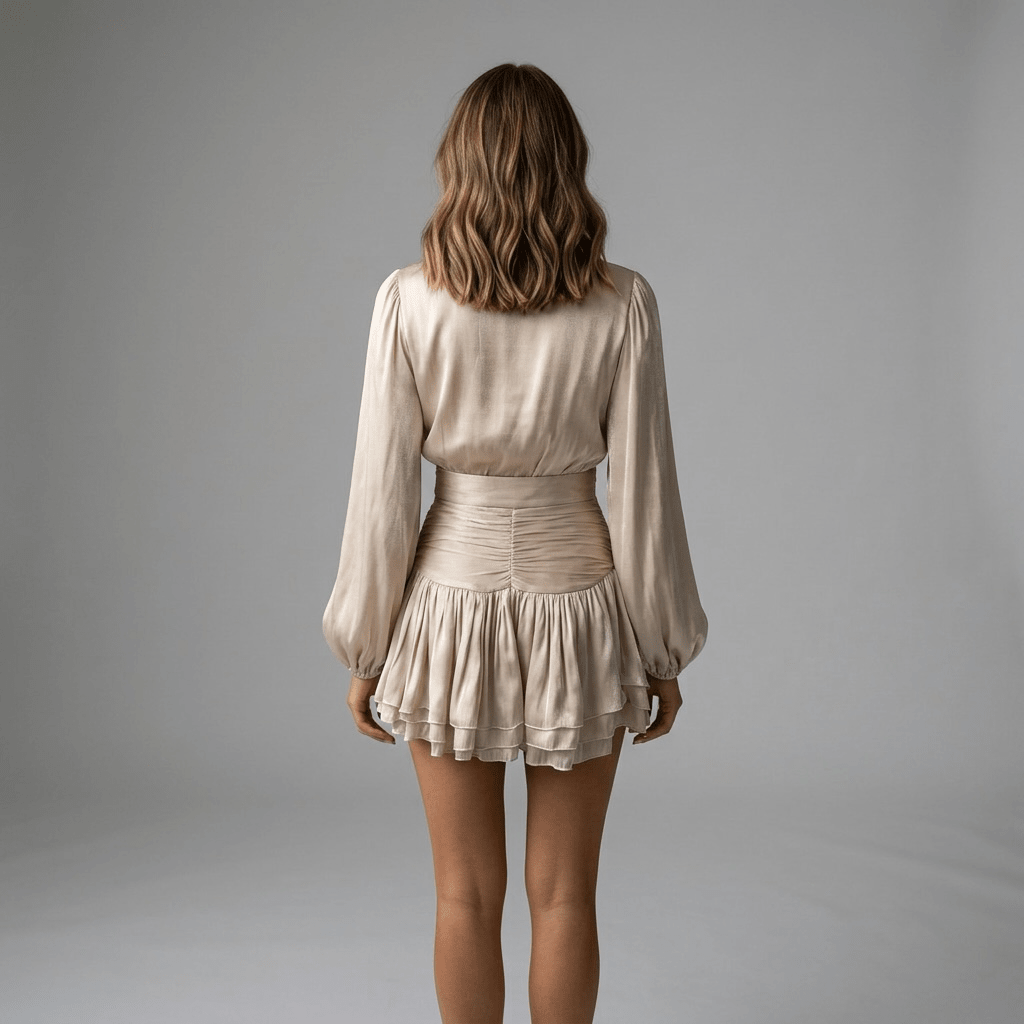 Seraphina Silk Glow Dress - Minikleid mit Schleife - The Femme Club