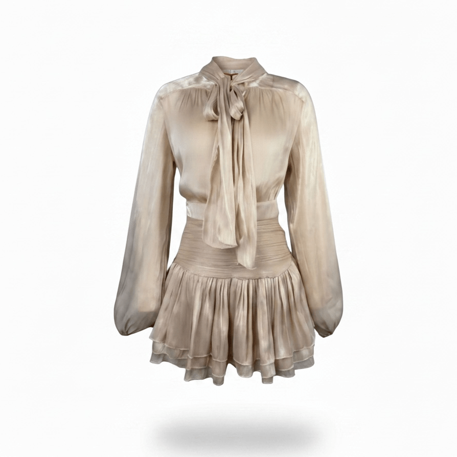 Seraphina Silk Glow Dress - Minikleid mit Schleife - The Femme Club
