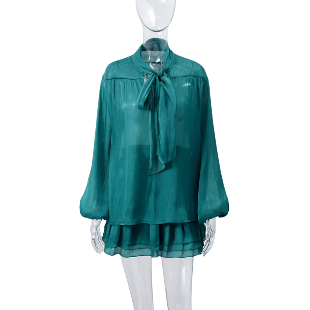 Seraphina Silk Glow Dress - Minikleid mit Schleife - The Femme Club