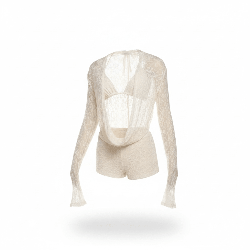 "Sirène" Aura Playsuit - Luxuriöser Lace Beach Romper - The Femme Club