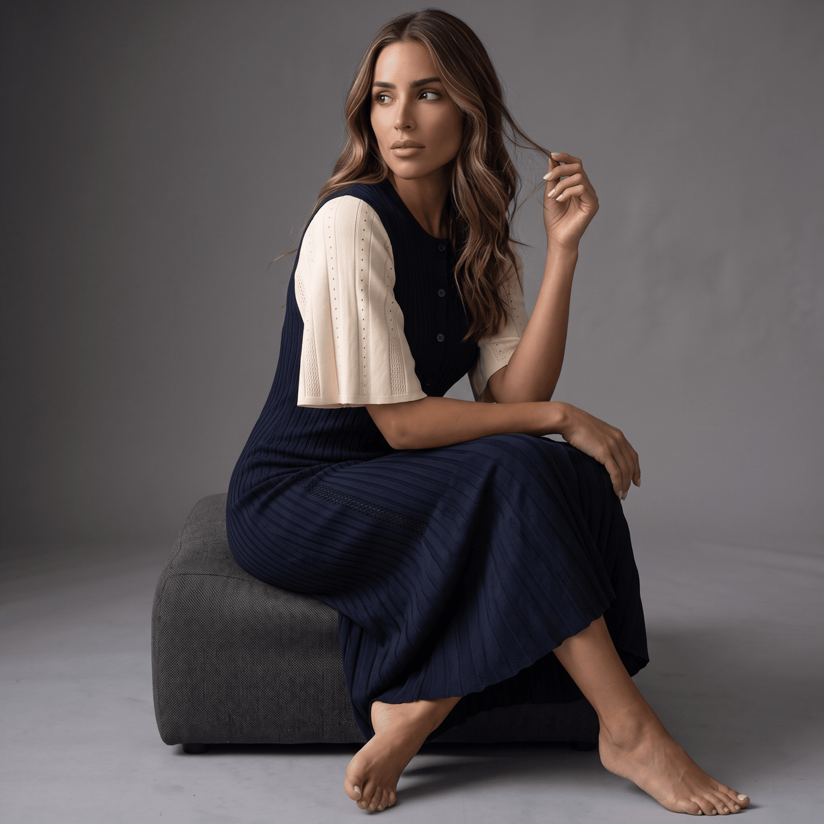 "Solvienne" Midi Dress - Midi Kleid - The Femme Club