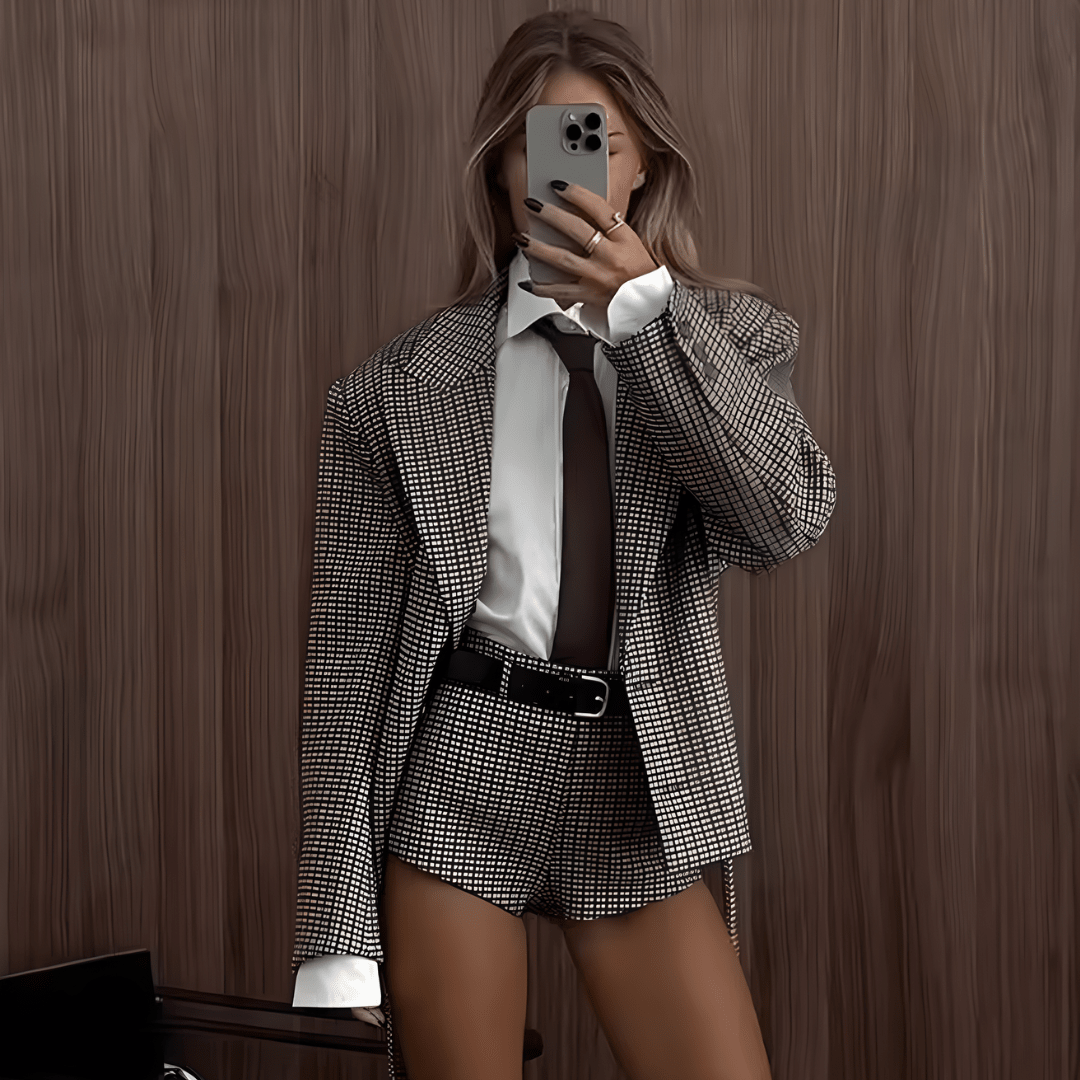 "The Femme Club" – Signature Structure Set - Blazer - Shorts Set Damen - The Femme Club