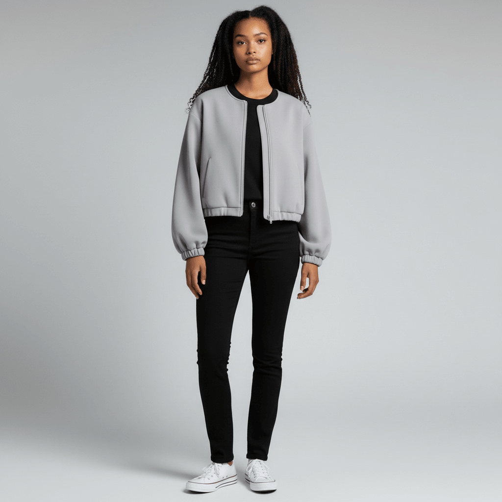 „Trendy“ Oversized Bomberjacke mit Reißverschluss - Damenjacke - The Femme Club