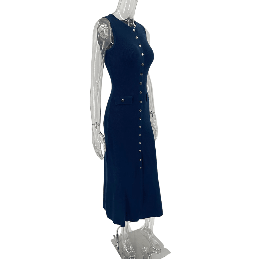 "Valencia" Sculpt Button Dress - Midikleid Damen - The Femme Club