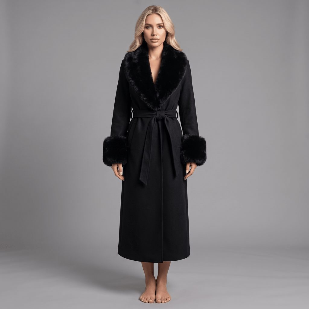 „Winter Muse“ Faux-Fur Wrap Coat - Wrap Coat - The Femme Club
