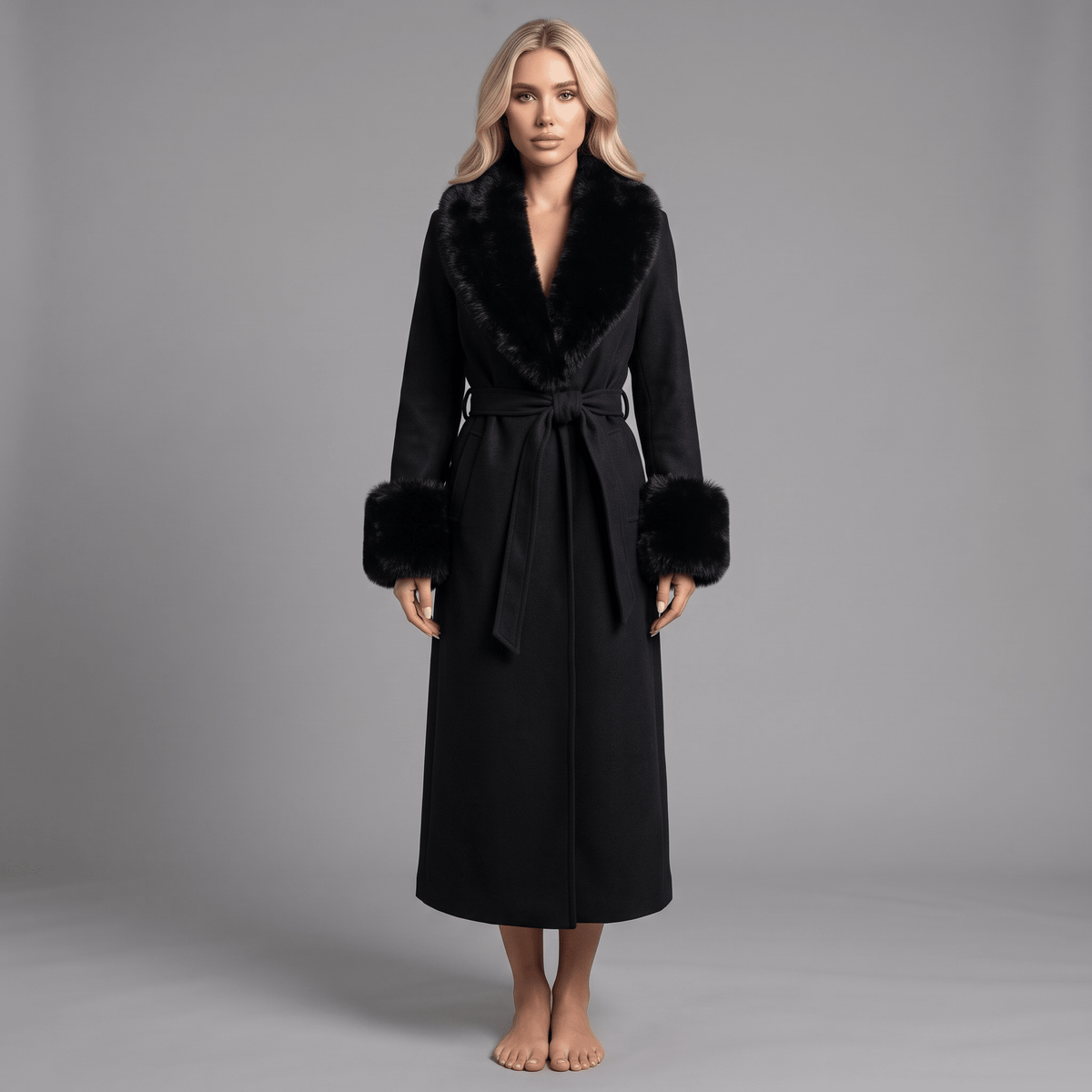 „Winter Muse“ Faux-Fur Wrap Coat - Wrap Coat - The Femme Club