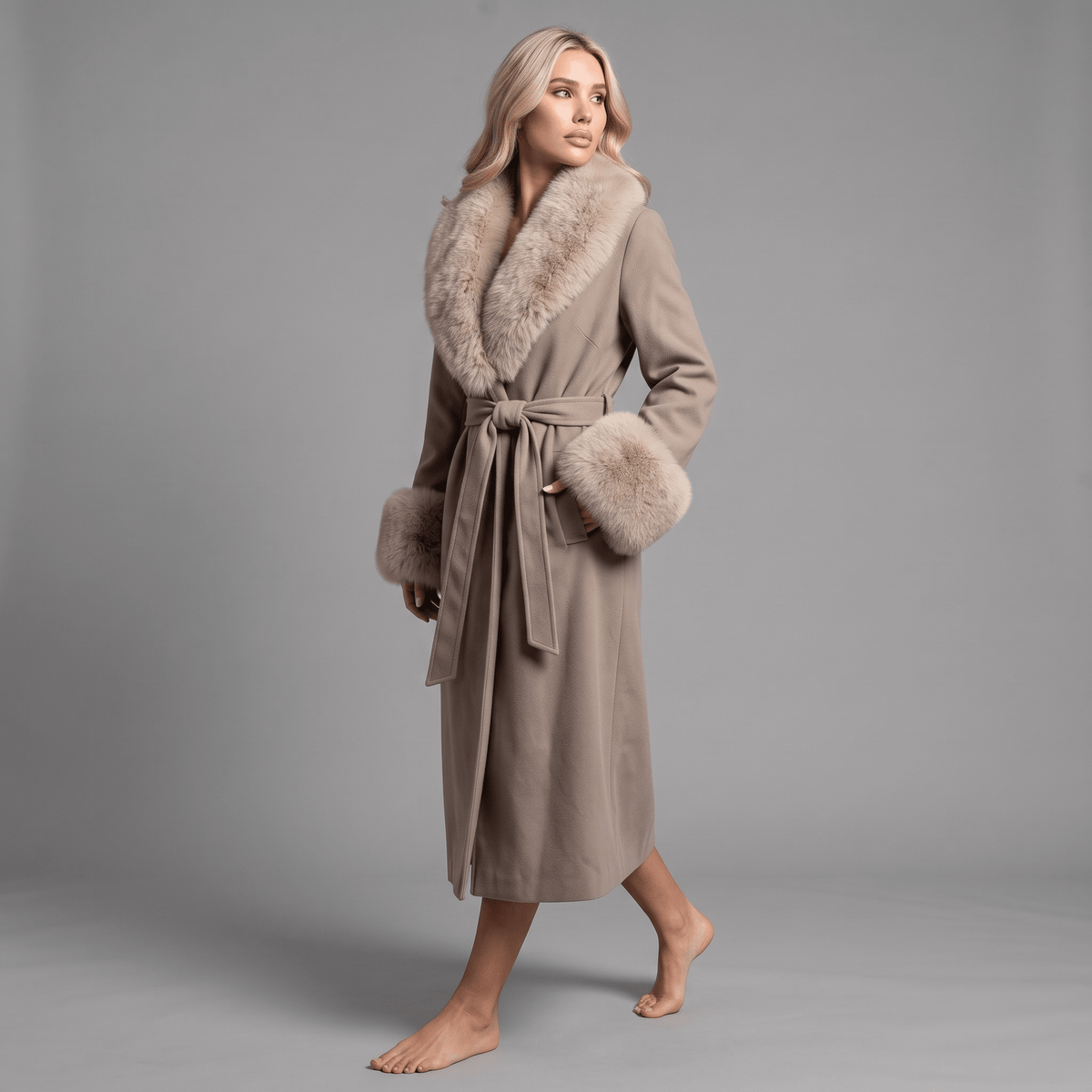 „Winter Muse“ Faux-Fur Wrap Coat - Wrap Coat - The Femme Club