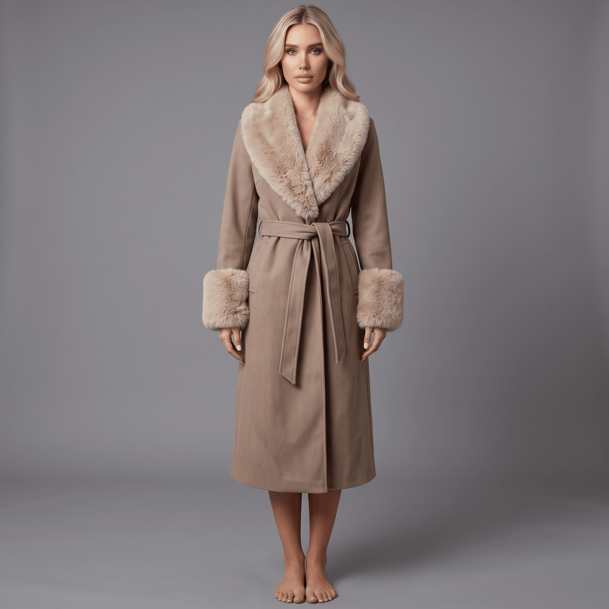 „Winter Muse“ Faux-Fur Wrap Coat - Wrap Coat - The Femme Club
